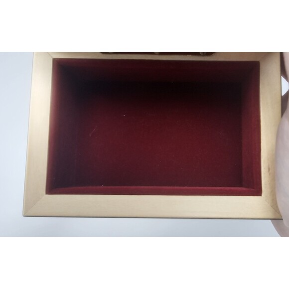 Still Life Tabby Cat Lacquerware Wooden Hinged Trinket Jewelry Box Lined Italy - Picture 9 of 15